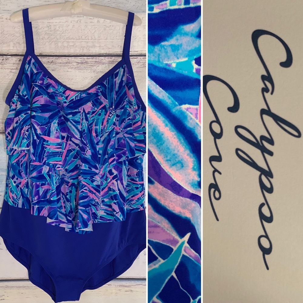 Double Ruffle One Piece Swimsuit - Picture 2 of 2